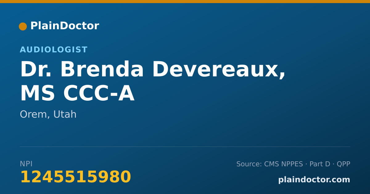 Shareable card for Brenda Devereaux, MS CCC-A - Audiologist, Orem, UT
