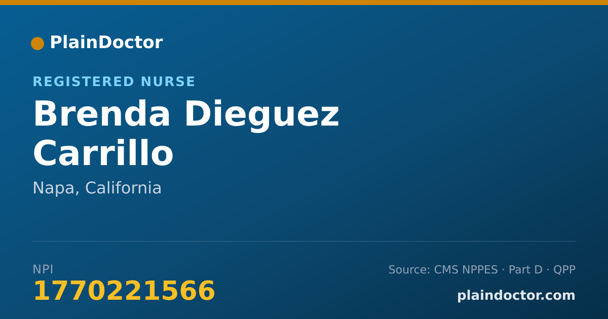 Shareable card for Brenda Dieguez Carrillo - Registered Nurse, Napa, CA