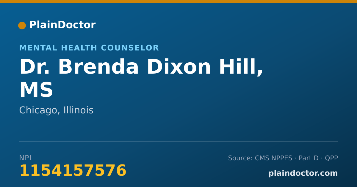Shareable card for Brenda Dixon Hill, MS - Mental Health Counselor, Chicago, IL