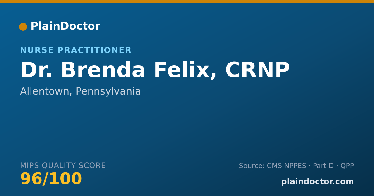Shareable card for Brenda Felix, CRNP - Nurse Practitioner, Allentown, PA