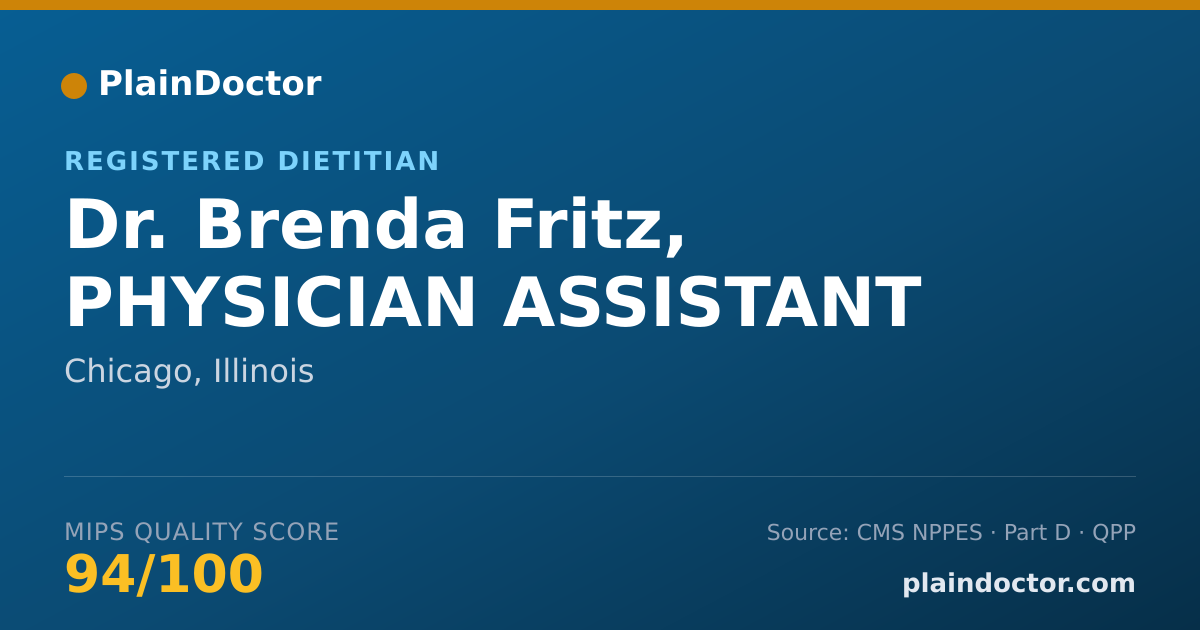 Shareable card for Brenda Fritz, PHYSICIAN ASSISTANT - Registered Dietitian, Chicago, IL