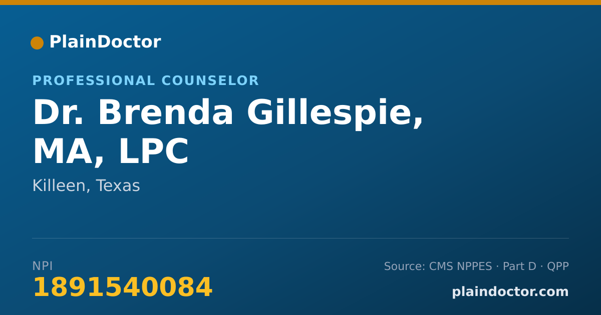 Shareable card for Brenda Gillespie, MA, LPC - Professional Counselor, Killeen, TX