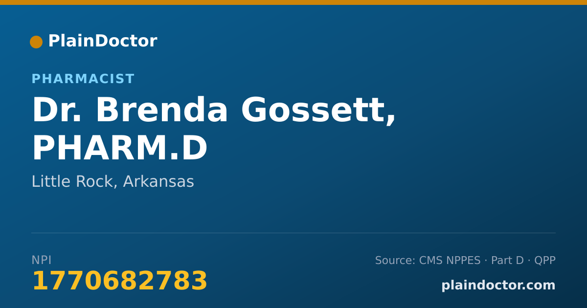 Shareable card for Brenda Gossett, PHARM.D - Pharmacist, Little Rock, AR