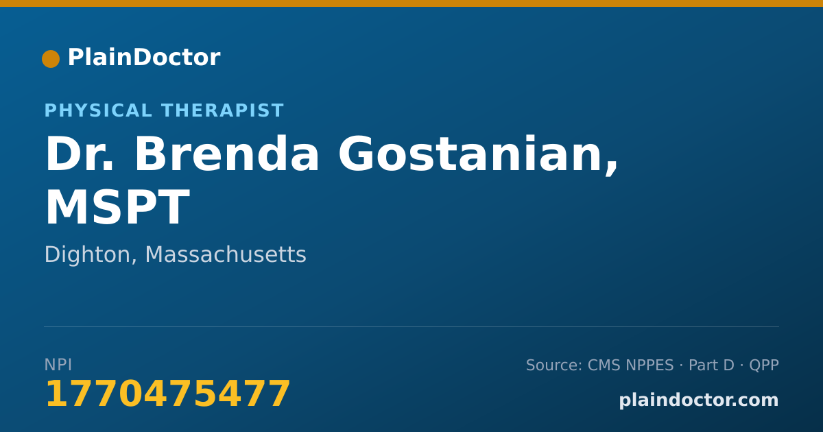 Shareable card for Brenda Gostanian, MSPT - Physical Therapist, Dighton, MA