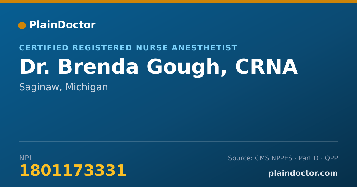 Shareable card for Brenda Gough, CRNA - Certified Registered Nurse Anesthetist, Saginaw, MI