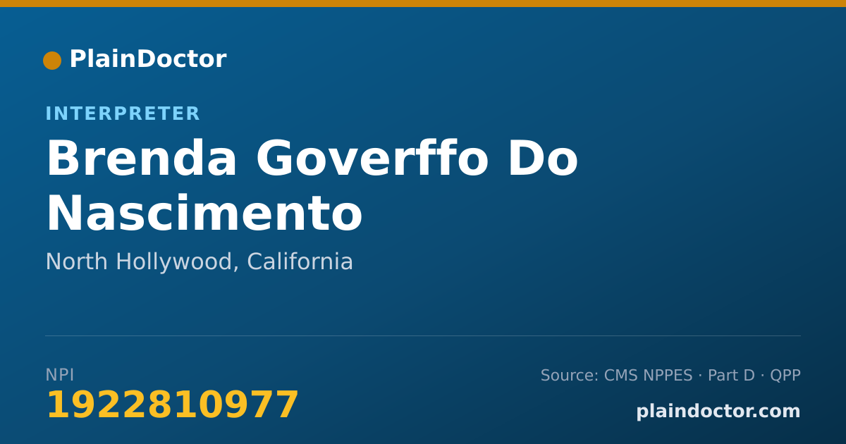 Shareable card for Brenda Goverffo Do Nascimento - Interpreter, North Hollywood, CA