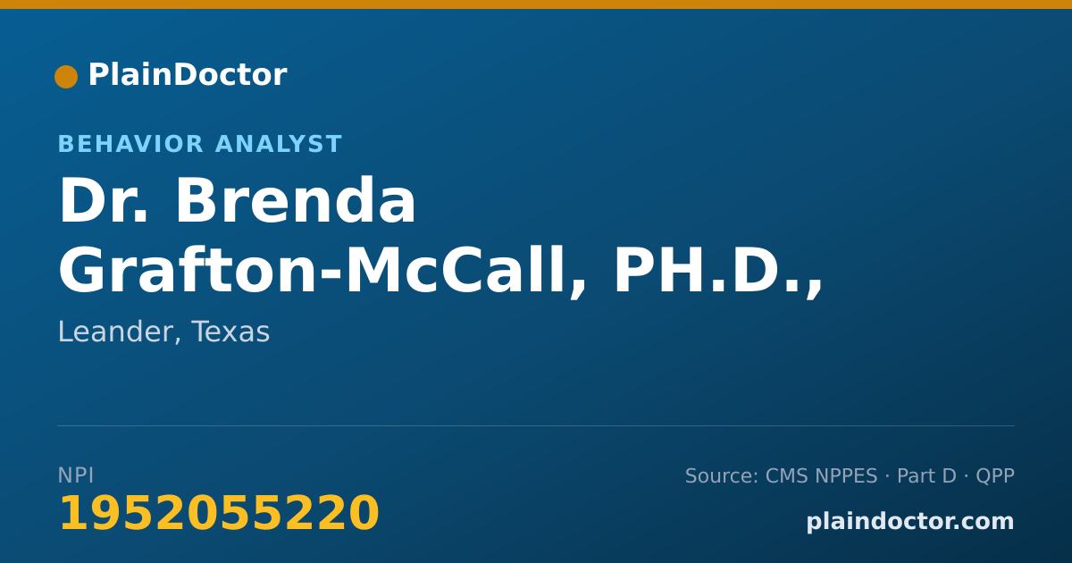 Shareable card for Brenda Grafton-McCall, PH.D., BCBA - Behavior Analyst, Leander, TX