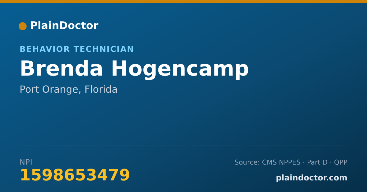 Shareable card for Brenda Hogencamp - Behavior Technician, Port Orange, FL