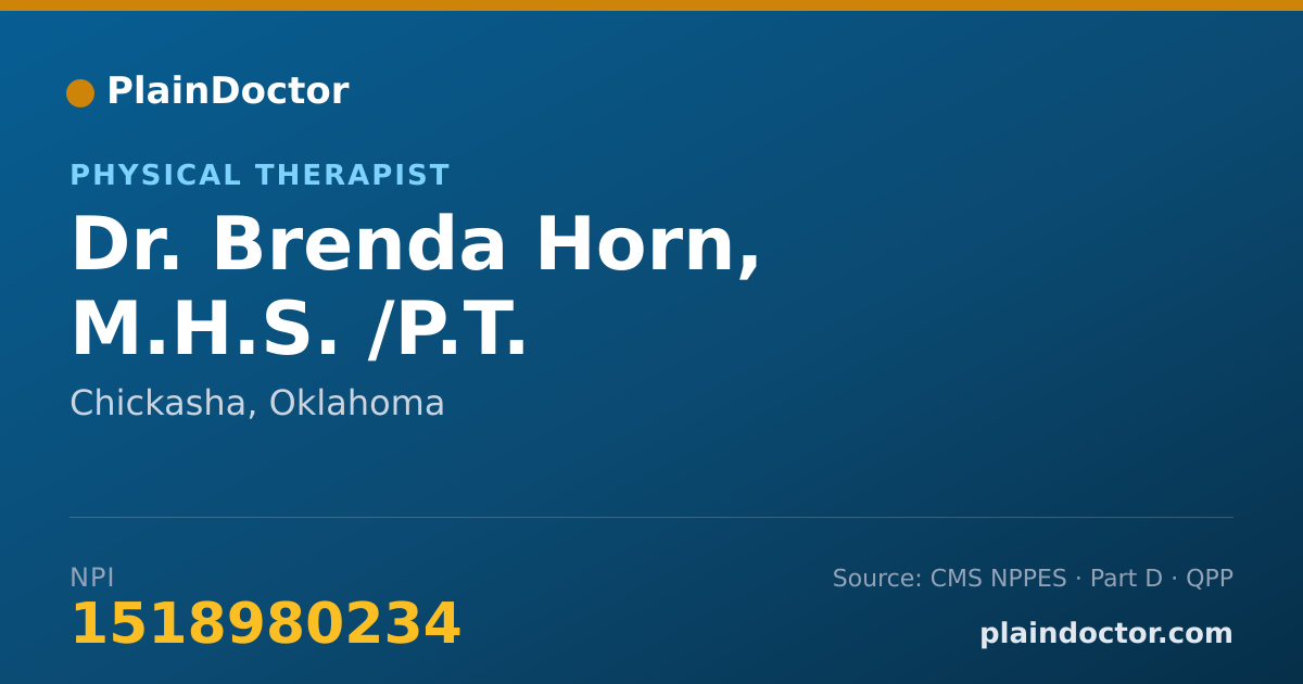 Shareable card for Brenda Horn, M.H.S. /P.T. - Physical Therapist, Chickasha, OK