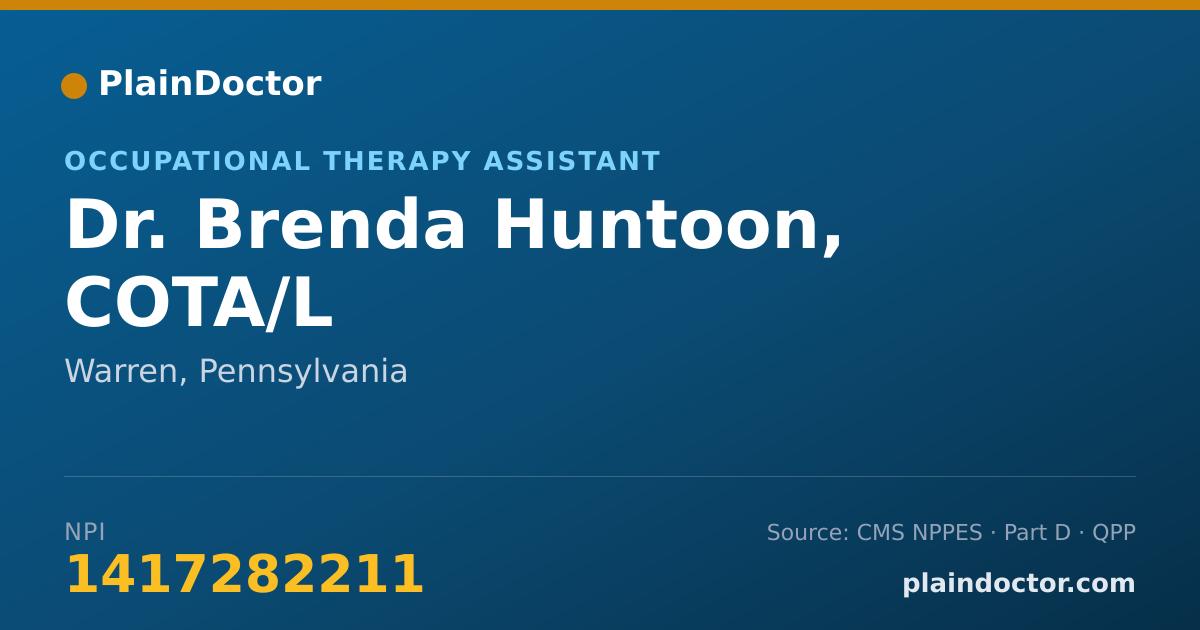 Shareable card for Brenda Huntoon, COTA/L - Occupational Therapy Assistant, Warren, PA