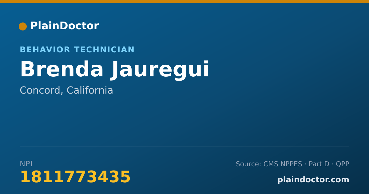 Shareable card for Brenda Jauregui - Behavior Technician, Concord, CA