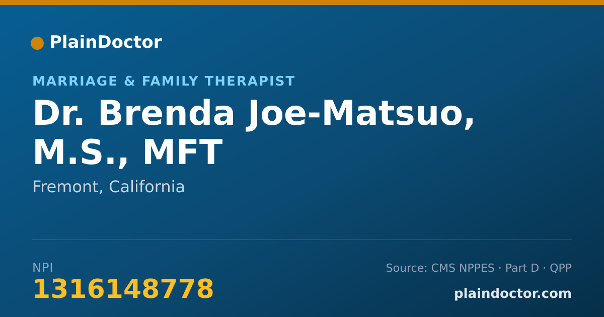 Shareable card for Brenda Joe-Matsuo, M.S., MFT - Marriage & Family Therapist, Fremont, CA