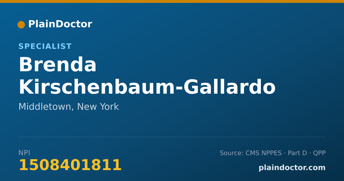 Shareable card for Brenda Kirschenbaum-Gallardo - Specialist, Middletown, NY