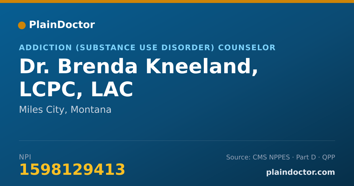 Shareable card for Brenda Kneeland, LCPC, LAC - Addiction (Substance Use Disorder) Counselor, Miles City, MT