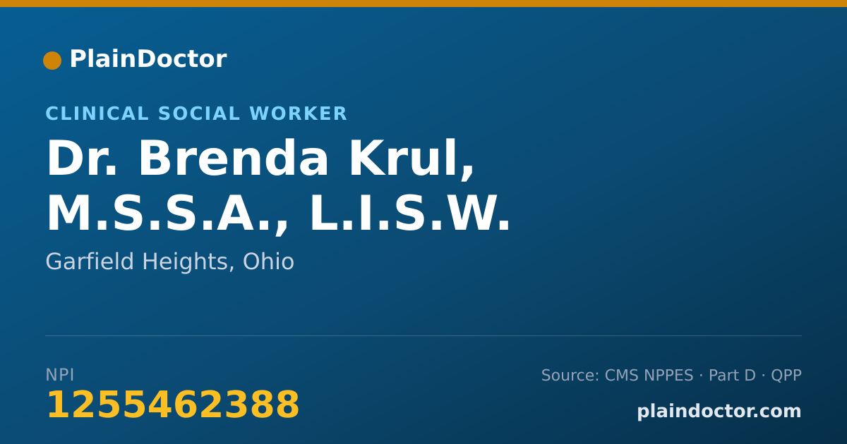 Shareable card for Brenda Krul, M.S.S.A., L.I.S.W. - Clinical Social Worker, Garfield Heights, OH