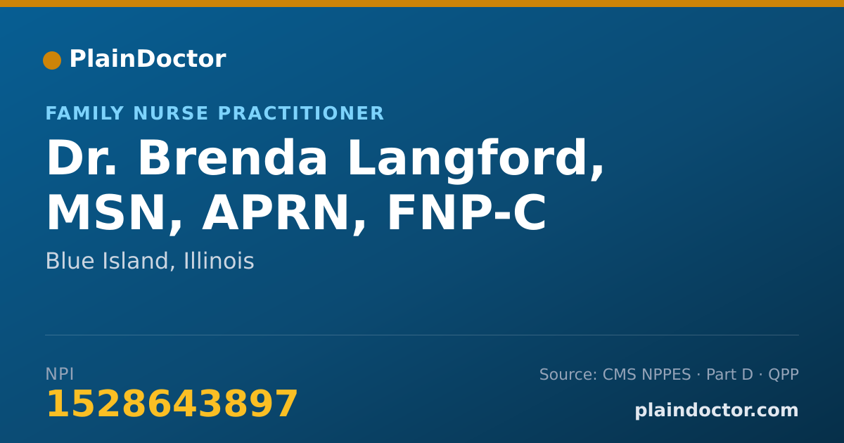 Shareable card for Brenda Langford, MSN, APRN, FNP-C - Family Nurse Practitioner, Blue Island, IL