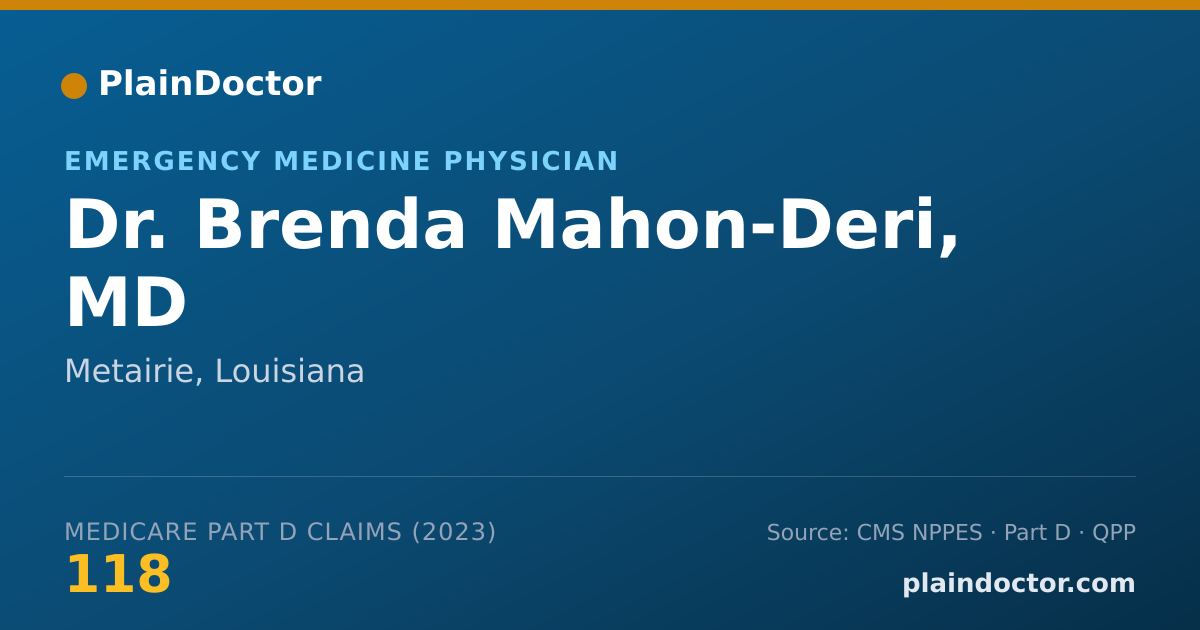 Shareable card for Brenda Mahon-Deri, MD - Emergency Medicine Physician, Metairie, LA