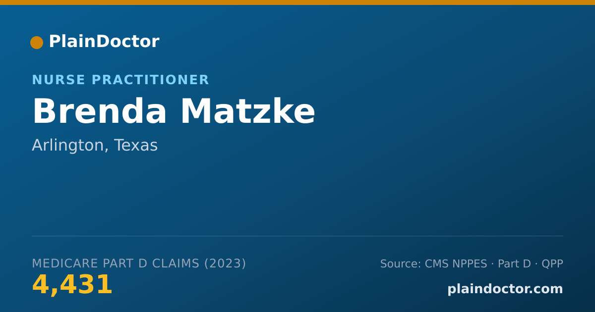 Shareable card for Brenda Matzke - Nurse Practitioner, Arlington, TX