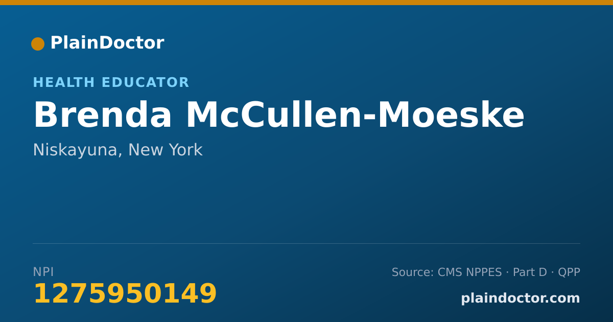 Shareable card for Brenda McCullen-Moeske - Health Educator, Niskayuna, NY