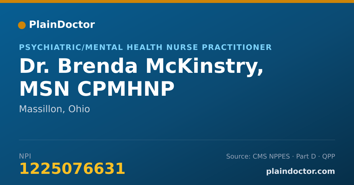 Shareable card for Brenda McKinstry, MSN  CPMHNP - Psychiatric/Mental Health Nurse Practitioner, Massillon, OH