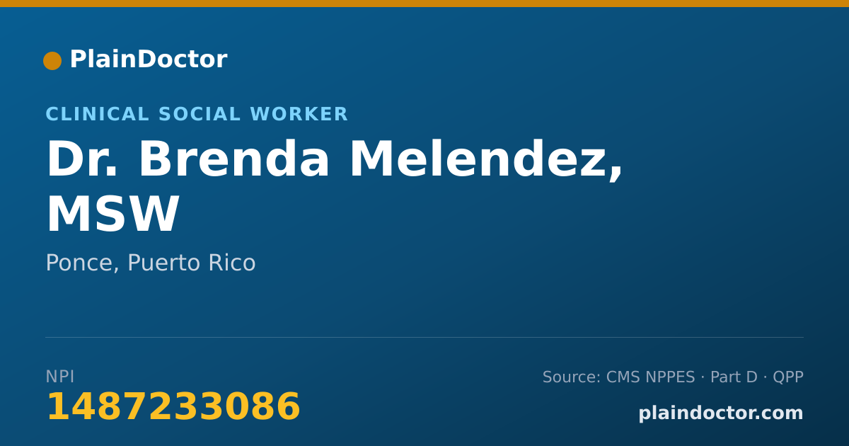 Shareable card for Brenda Melendez, MSW - Clinical Social Worker, Ponce, PR
