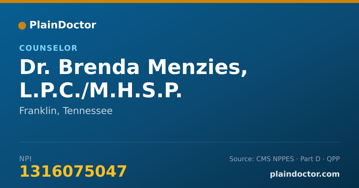 Shareable card for Brenda Menzies, L.P.C./M.H.S.P. - Counselor, Franklin, TN