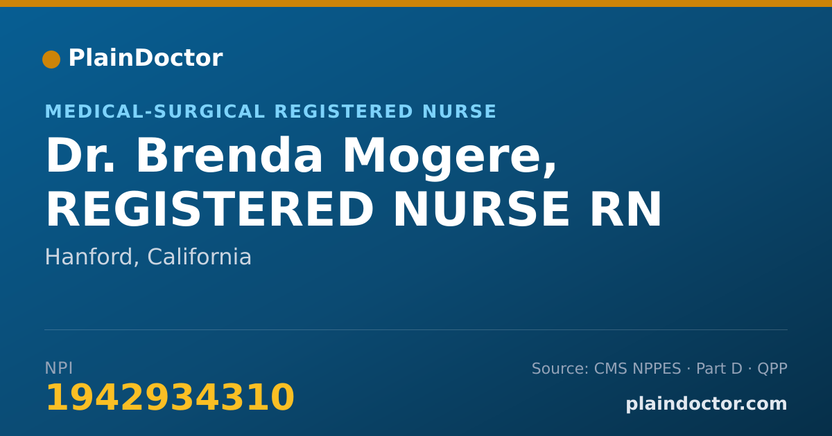 Shareable card for Brenda Mogere, REGISTERED NURSE RN - Medical-Surgical Registered Nurse, Hanford, CA