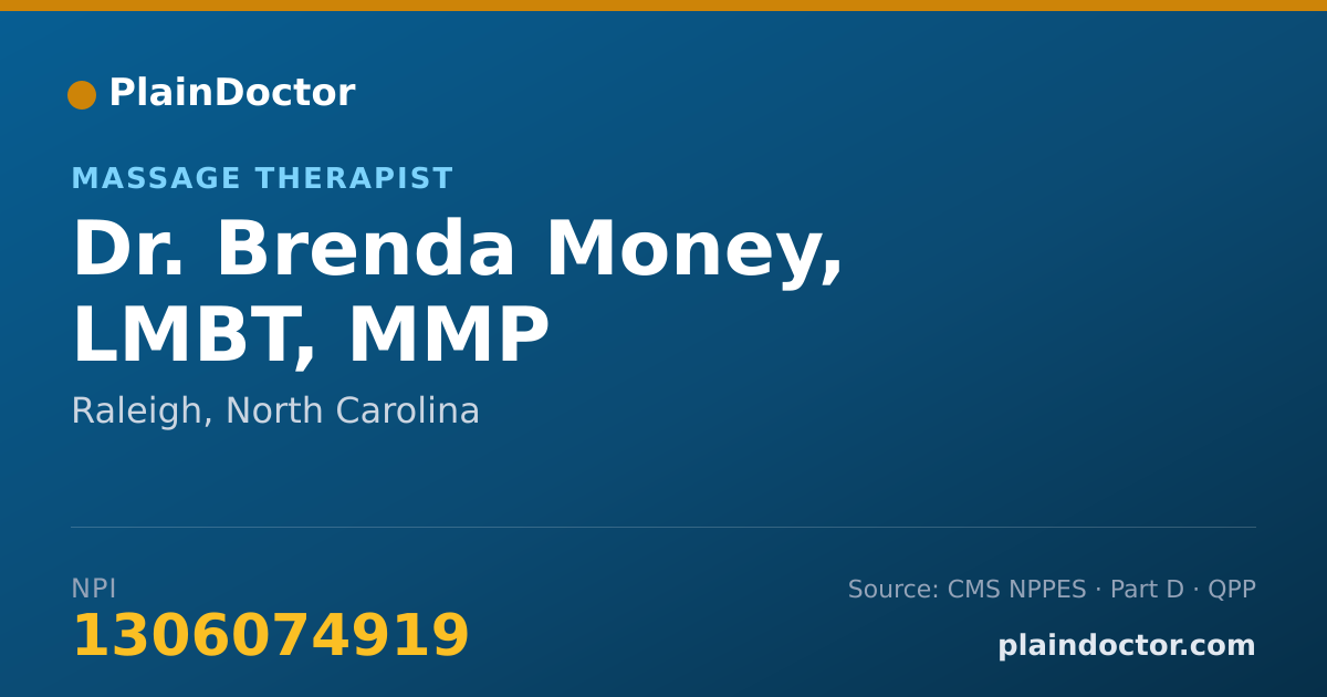 Shareable card for Brenda Money, LMBT, MMP - Massage Therapist, Raleigh, NC