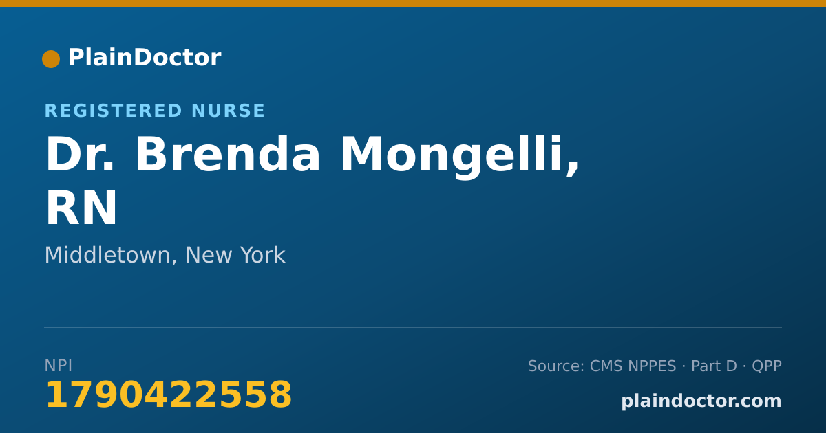 Shareable card for Brenda Mongelli, RN - Registered Nurse, Middletown, NY