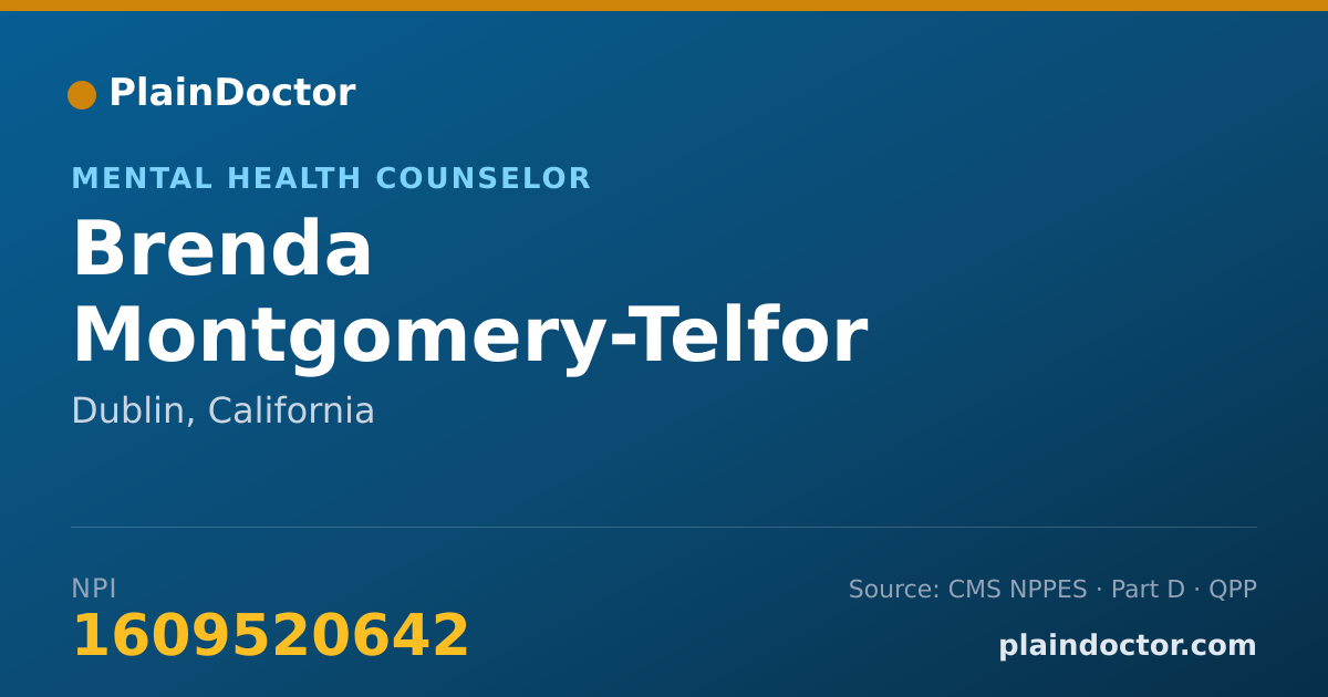 Shareable card for Brenda Montgomery-Telfor - Mental Health Counselor, Dublin, CA
