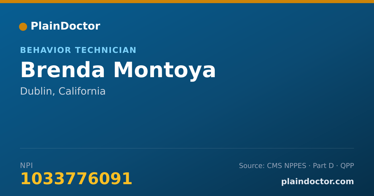 Shareable card for Brenda Montoya - Behavior Technician, Dublin, CA