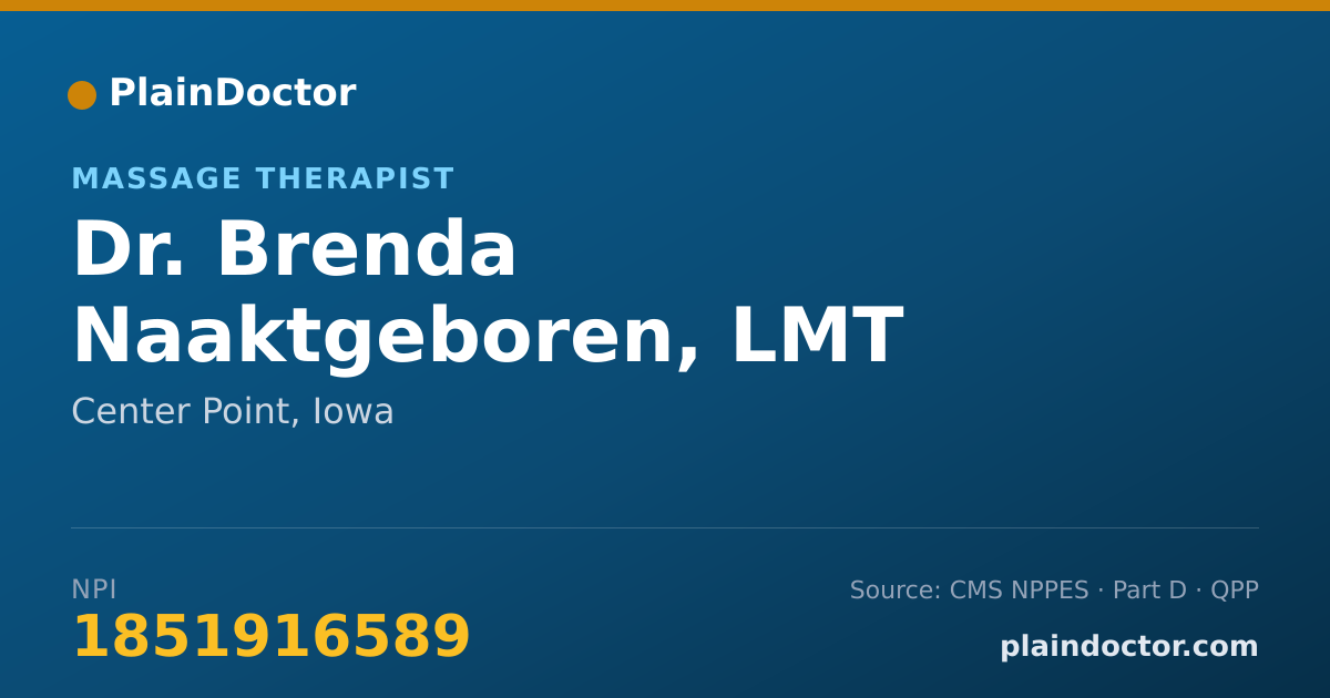 Shareable card for Brenda Naaktgeboren, LMT - Massage Therapist, Center Point, IA