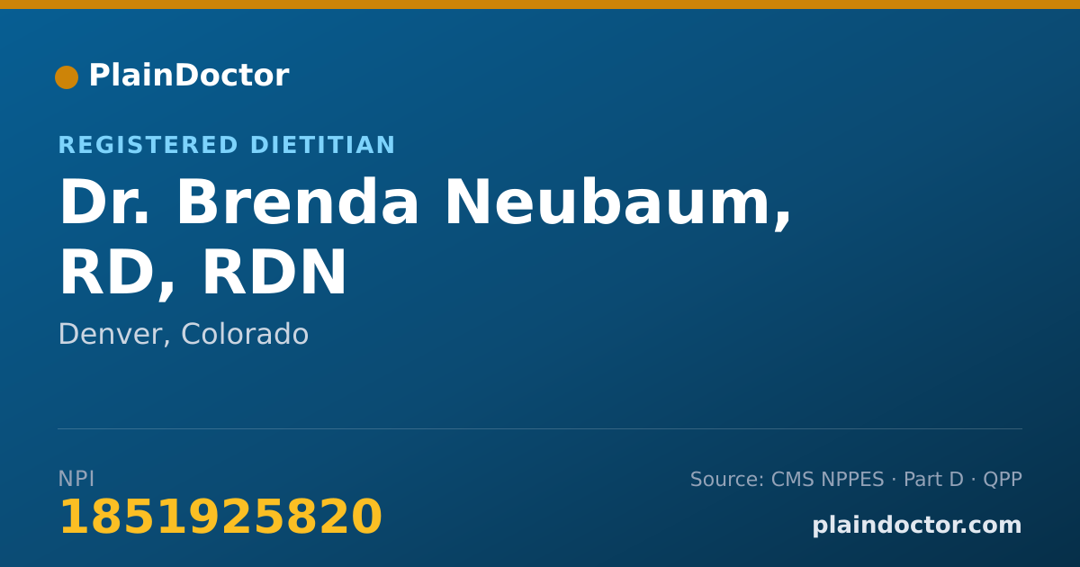 Shareable card for Brenda Neubaum, RD, RDN - Registered Dietitian, Denver, CO