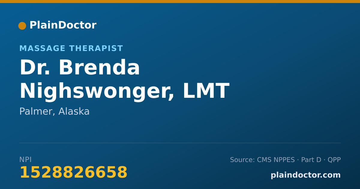 Shareable card for Brenda Nighswonger, LMT - Massage Therapist, Palmer, AK