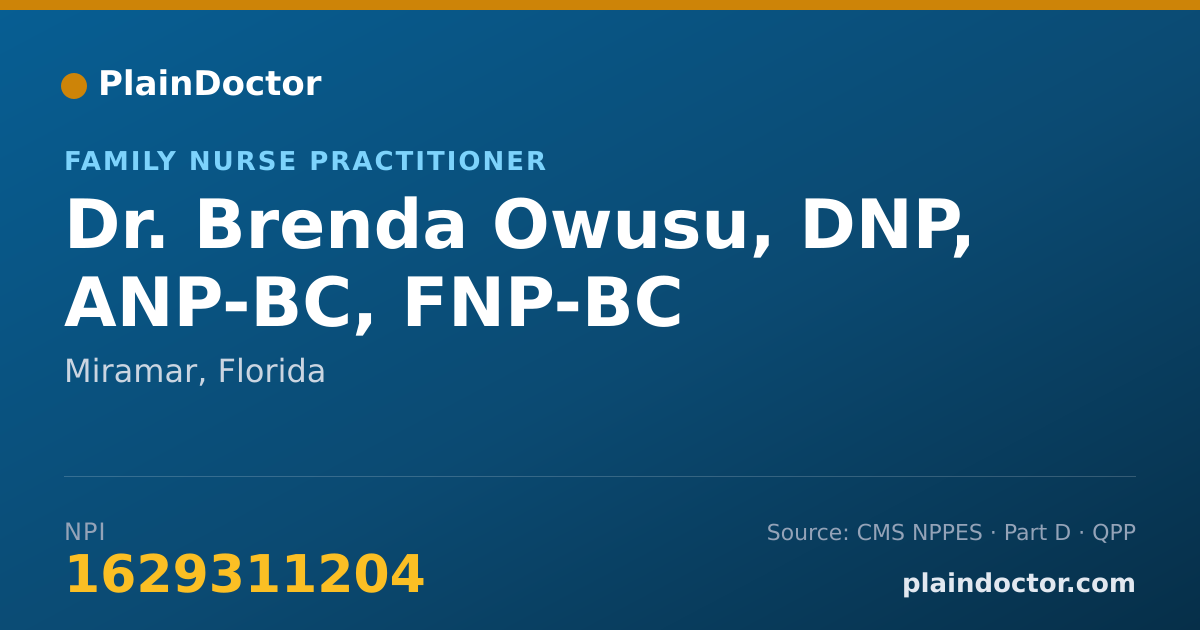 Shareable card for Brenda Owusu, DNP, ANP-BC, FNP-BC - Family Nurse Practitioner, Miramar, FL