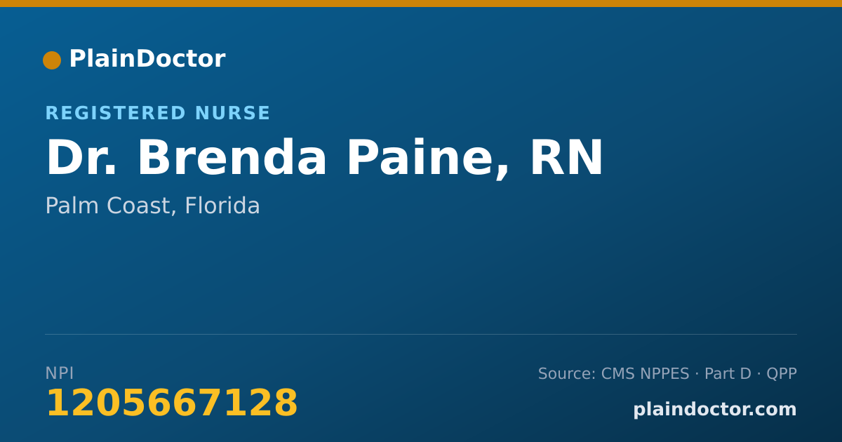 Shareable card for Brenda Paine, RN - Registered Nurse, Palm Coast, FL