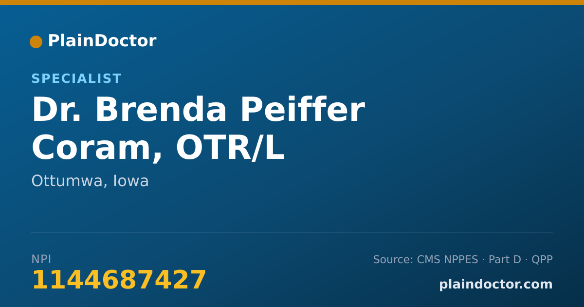 Shareable card for Brenda Peiffer Coram, OTR/L - Specialist, Ottumwa, IA