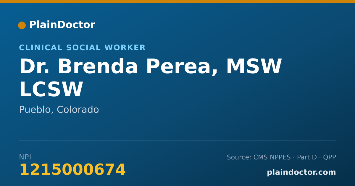 Shareable card for Brenda Perea, MSW LCSW - Clinical Social Worker, Pueblo, CO