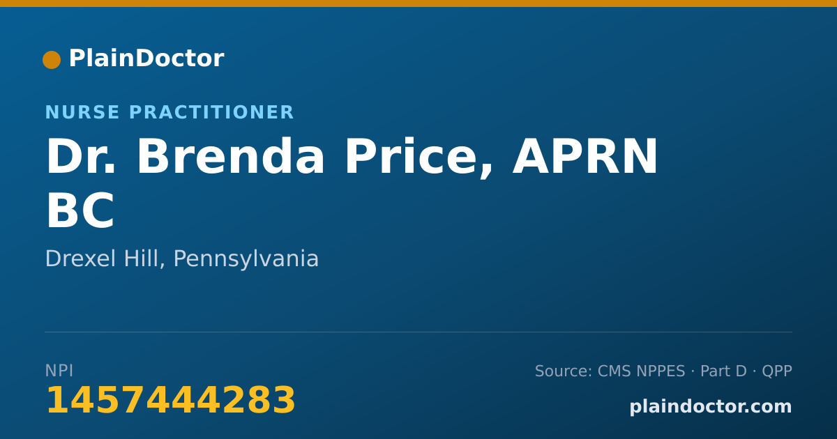 Shareable card for Brenda Price, APRN BC - Nurse Practitioner, Drexel Hill, PA