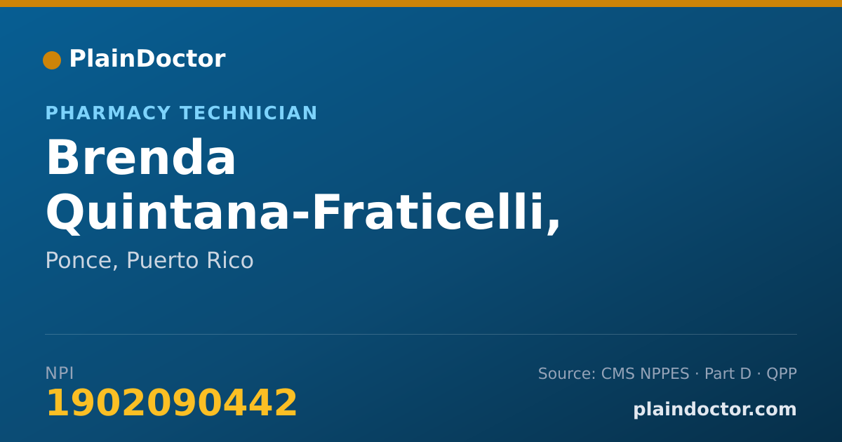 Shareable card for Brenda Quintana-Fraticelli, CPHT - Pharmacy Technician, Ponce, PR