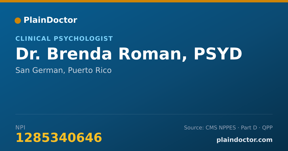 Shareable card for Brenda Roman, PSYD - Clinical Psychologist, San German, PR