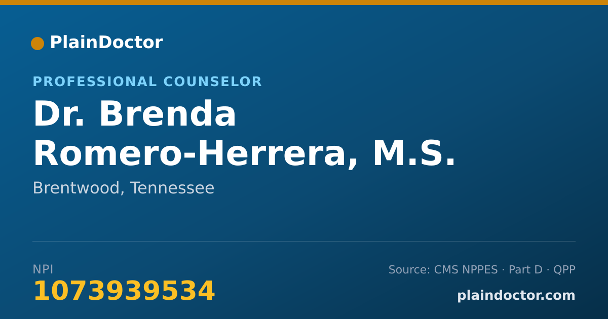 Shareable card for Brenda Romero-Herrera, M.S. - Professional Counselor, Brentwood, TN