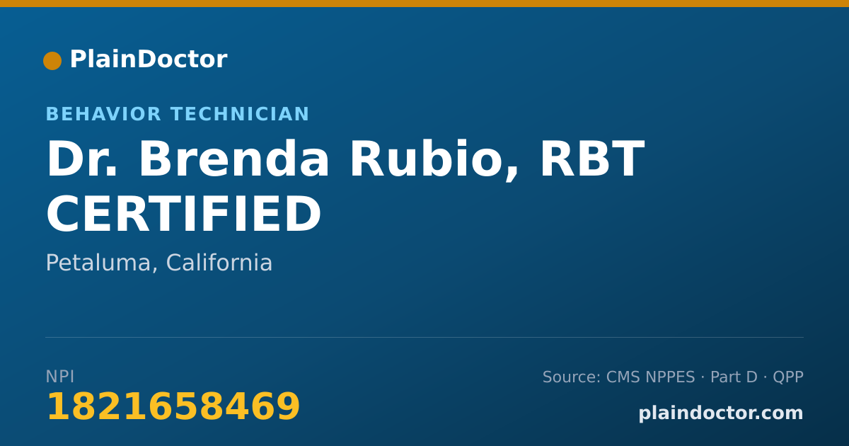 Shareable card for Brenda Rubio, RBT CERTIFIED - Behavior Technician, Petaluma, CA