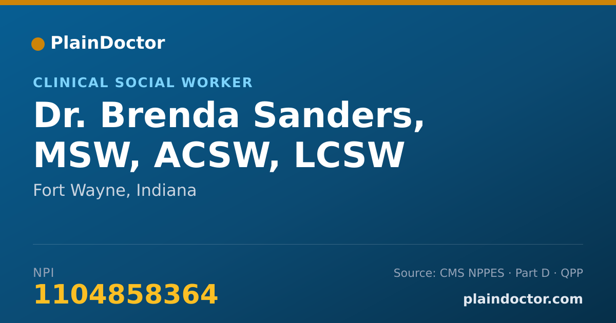 Shareable card for Brenda Sanders, MSW, ACSW, LCSW - Clinical Social Worker, Fort Wayne, IN