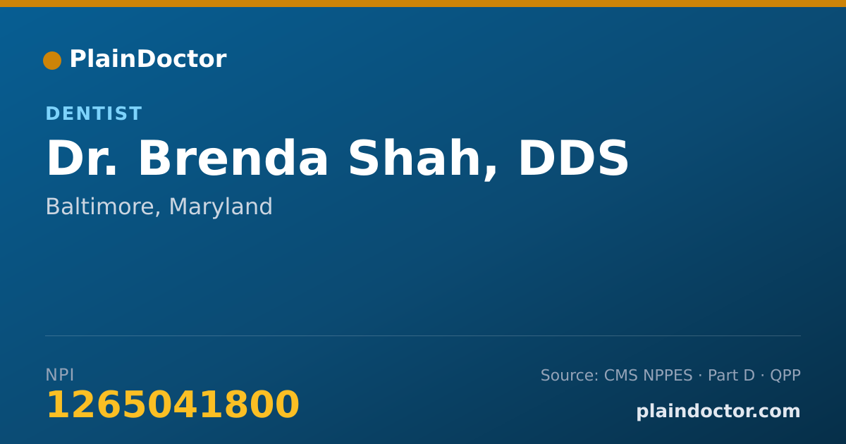 Shareable card for Brenda Shah, DDS - Dentist, Baltimore, MD