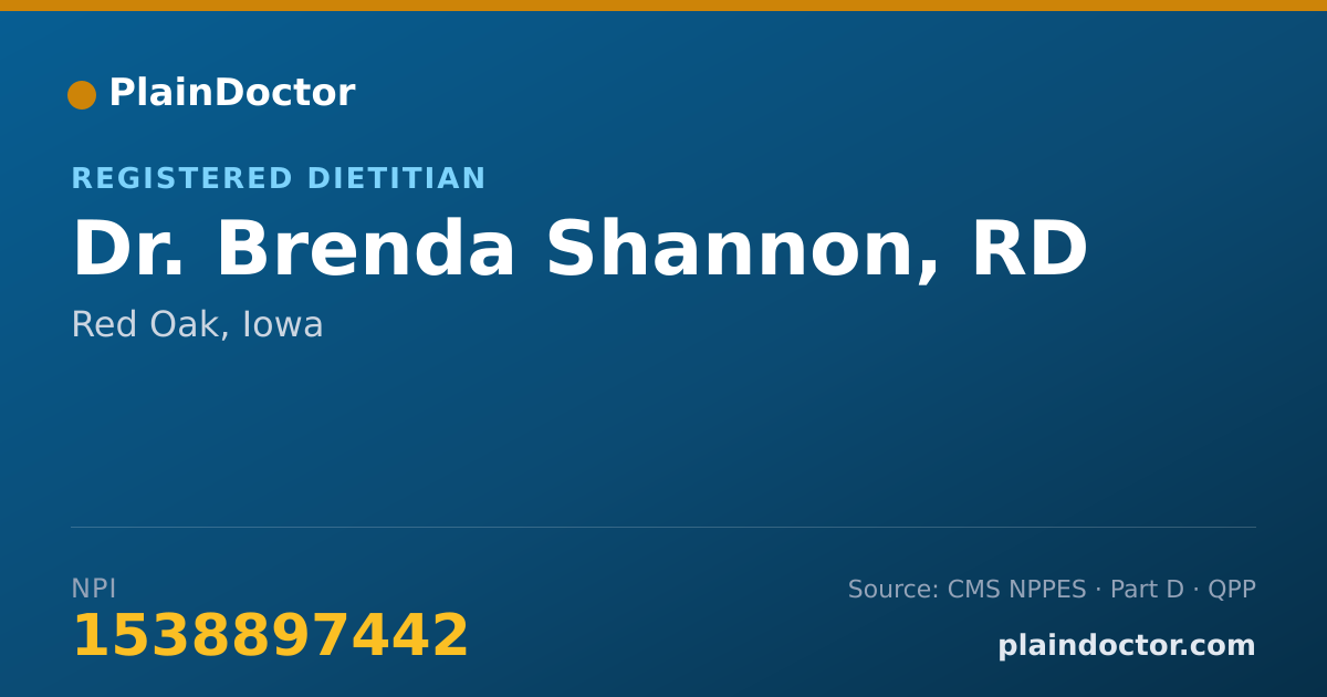 Shareable card for Brenda Shannon, RD - Registered Dietitian, Red Oak, IA