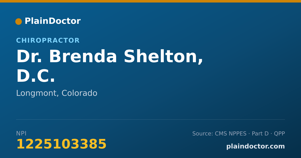 Shareable card for Brenda Shelton, D.C. - Chiropractor, Longmont, CO