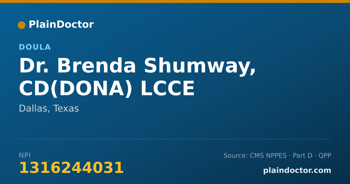 Shareable card for Brenda Shumway, CD(DONA) LCCE - Doula, Dallas, TX