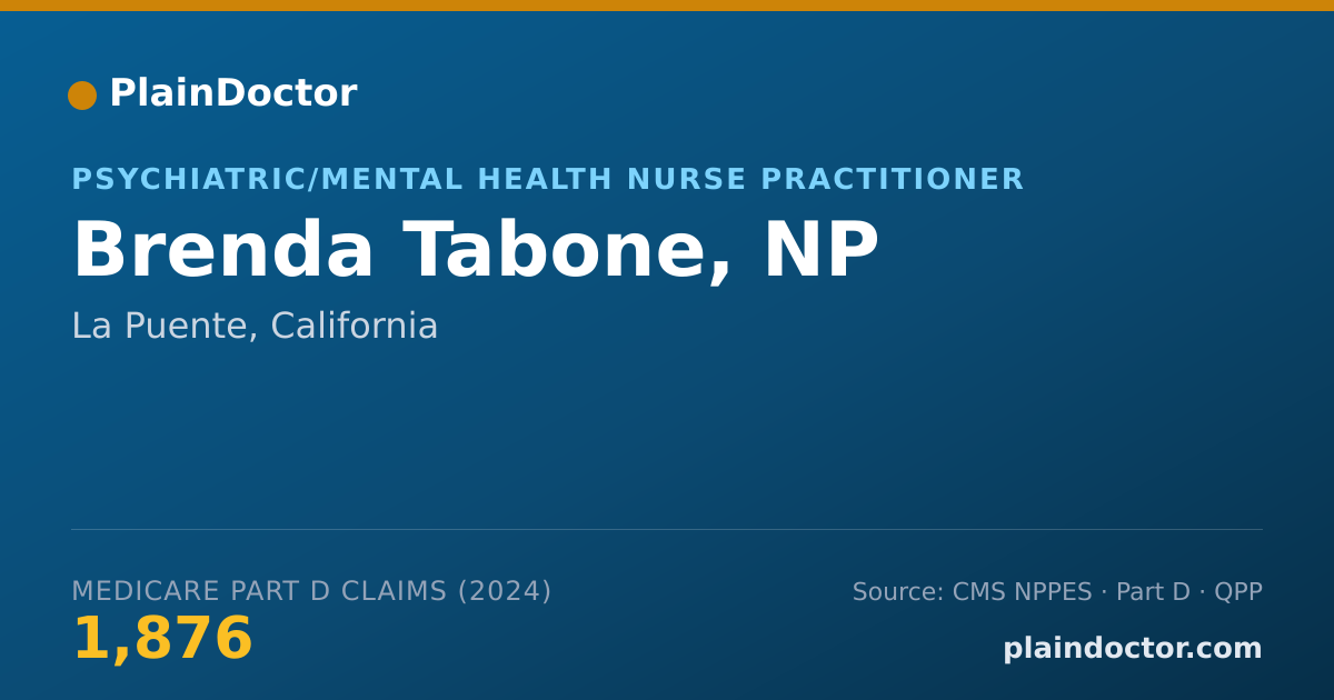 Shareable card for Brenda Tabone, NP - Psychiatric/Mental Health Nurse Practitioner, La Puente, CA