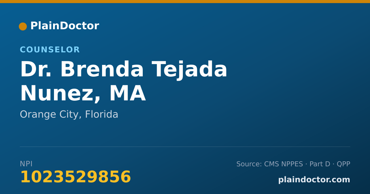 Shareable card for Brenda Tejada Nunez, MA - Counselor, Orange City, FL
